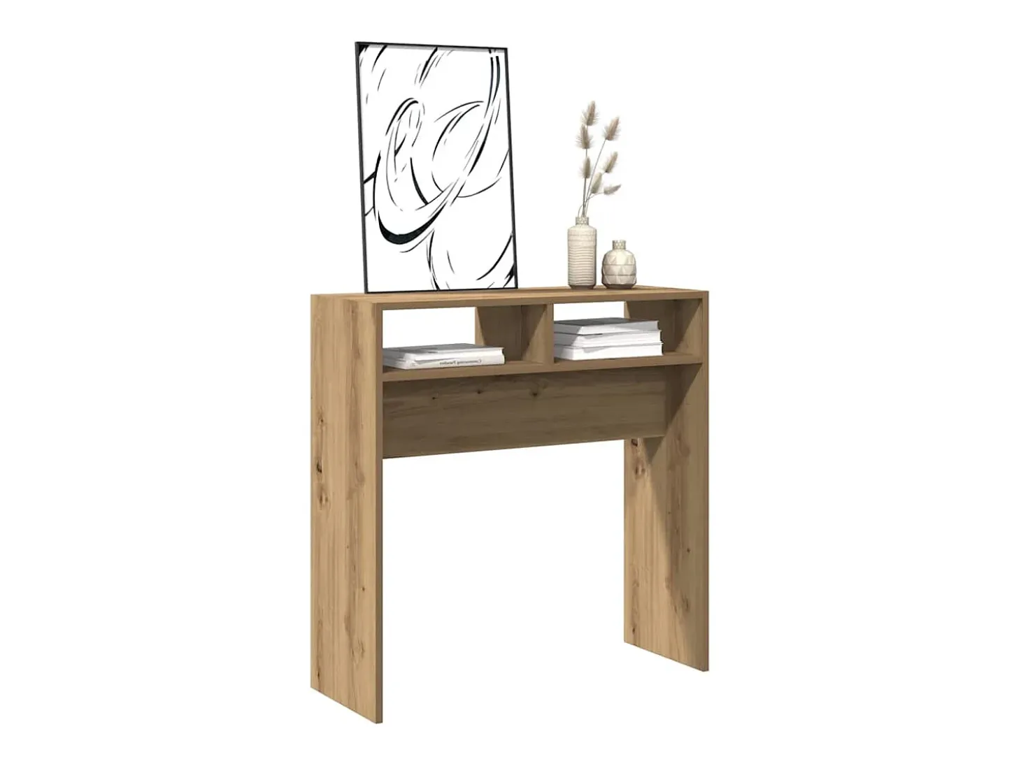 Mesa consola madera de ingeniería roble artesanal 78x30x80 cm