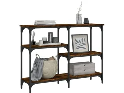 Mesa consola madera de ingeniería roble ahumado 102x29x75 cm ES893402