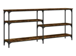 Mesa consola madera de ingeniería roble ahumado 160x29x75 cm