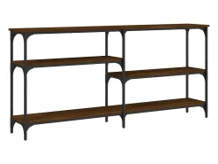 Mesa consola madera de ingeniería marrón roble 160x29x75 cm