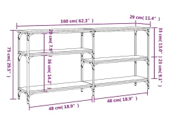 Mesa consola madera de ingeniería marrón roble 160x29x75 cm