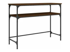 Mesa consola madera de ingeniería marrón roble 100x35,5x75 cm