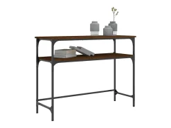 Mesa consola madera de ingeniería marrón roble 100x35,5x75 cm
