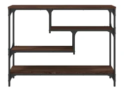 Mesa consola madera de ingeniería marrón roble 100x30x75 cm ES546278
