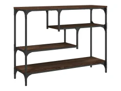 Mesa consola madera de ingeniería marrón roble 100x30x75 cm ES546278
