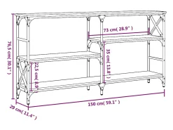 Mesa consola madera de ingeniería roble ahumado 150x29x76,5 cm