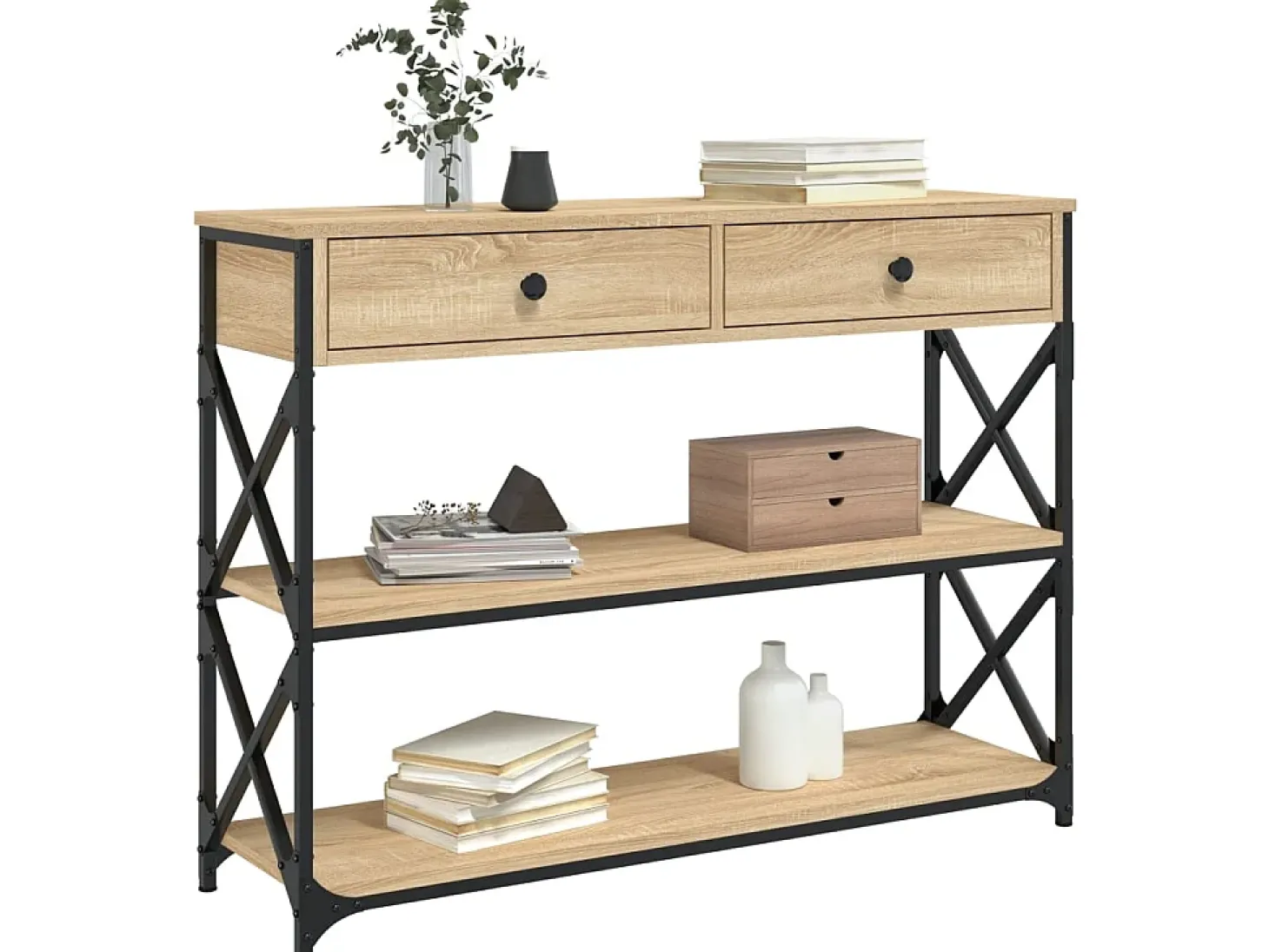 Mesa consola madera de ingeniería roble Sonoma 100x28x75 cmm ES945668