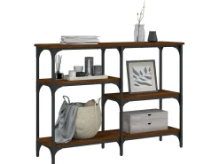 Mesa consola madera de ingeniería marrón roble 102x29x75 cm ES492824