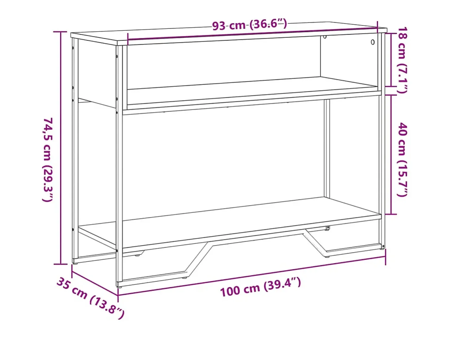 Mesa consola madera de ingeniería roble Sonoma 100x35x74,5 cm