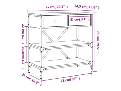 Mesa consola madera de ingeniería negro 75x34,5x75 cm