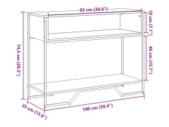 Mesa consola madera de ingeniería negra 100x35x74,5 cm