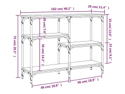 Mesa consola madera de ingeniería roble ahumado 102x29x75 cm