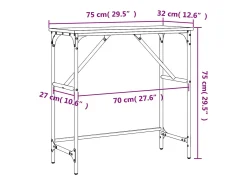 Mesa consola madera de ingeniería gris Sonoma 75x32x75 cm
