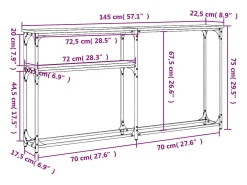 Mesa consola madera de ingeniería gris Sonoma 145x22,5x75 cm