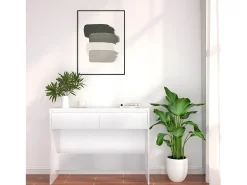 Mesa consola madera de ingeniería blanca 100x35x76,5 cm ES897616