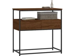 Mesa consola madera de ingeniería marrón roble 75x40x75 cm ES442125