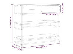 Mesa consola madera de ingeniería marrón roble 90x35x80 cm