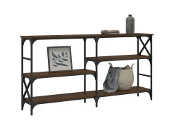Mesa consola madera de ingeniería marrón roble 150x29x76,5 cm ES539501