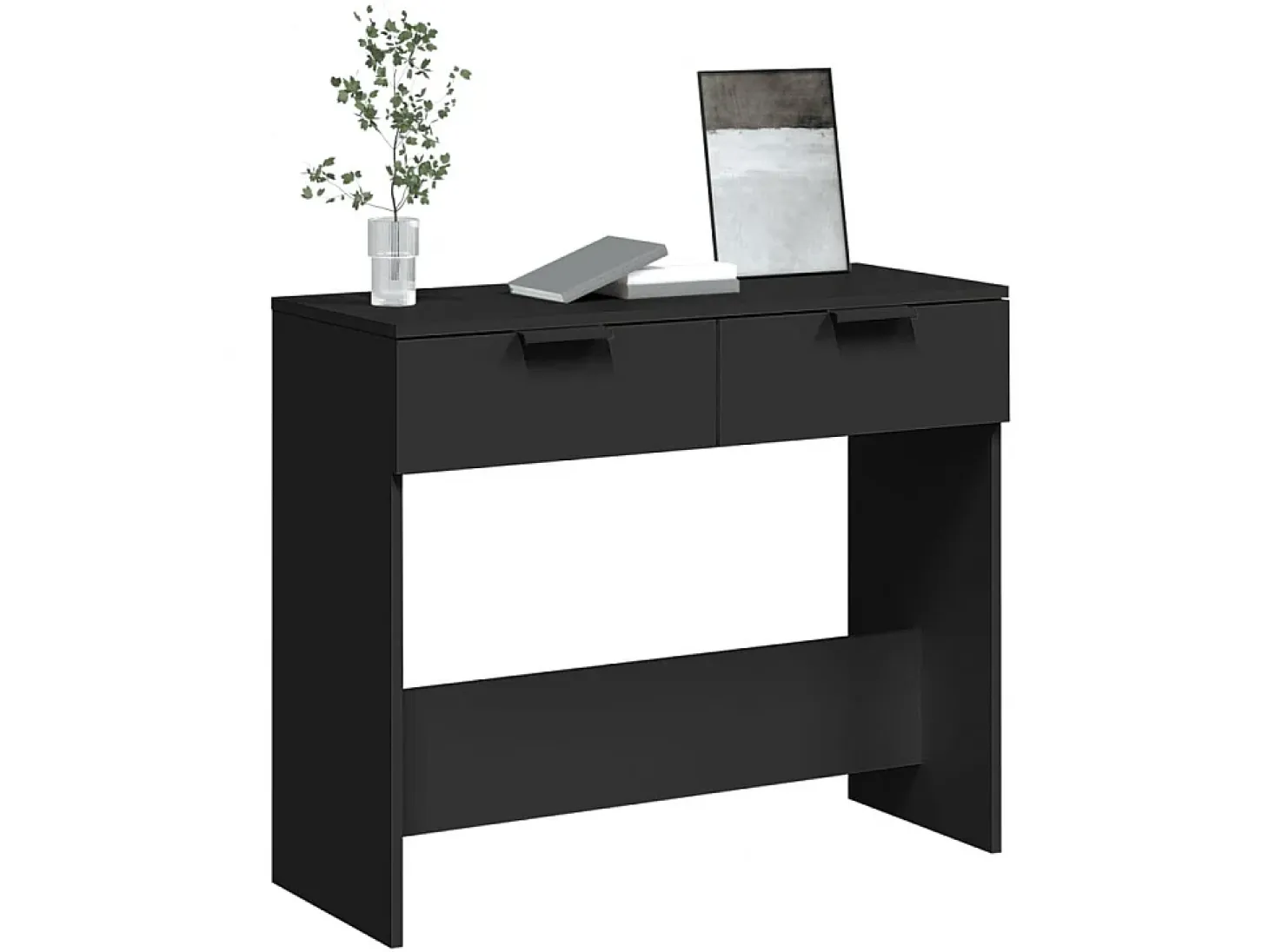 Mesa consola madera de ingeniería negro 90x36x75 cm ES104730