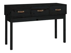 Mesa consola madera maciza de pino negro 114x40x75 cm