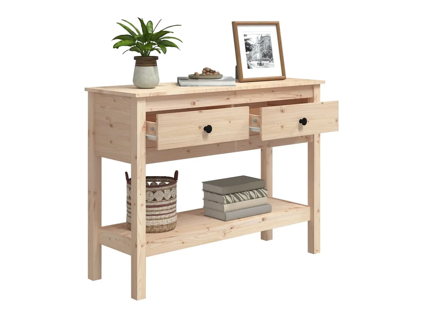 Mesa consola madera maciza de pino 100x35x75 cm