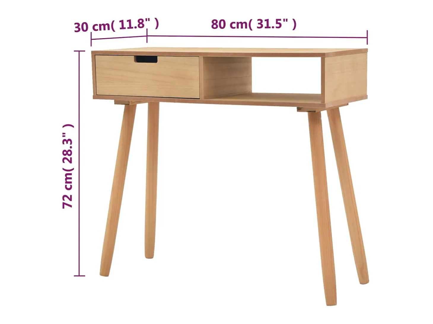 Mesa consola Madera maciza de pino 80 x 30 x 72 cm Marrón