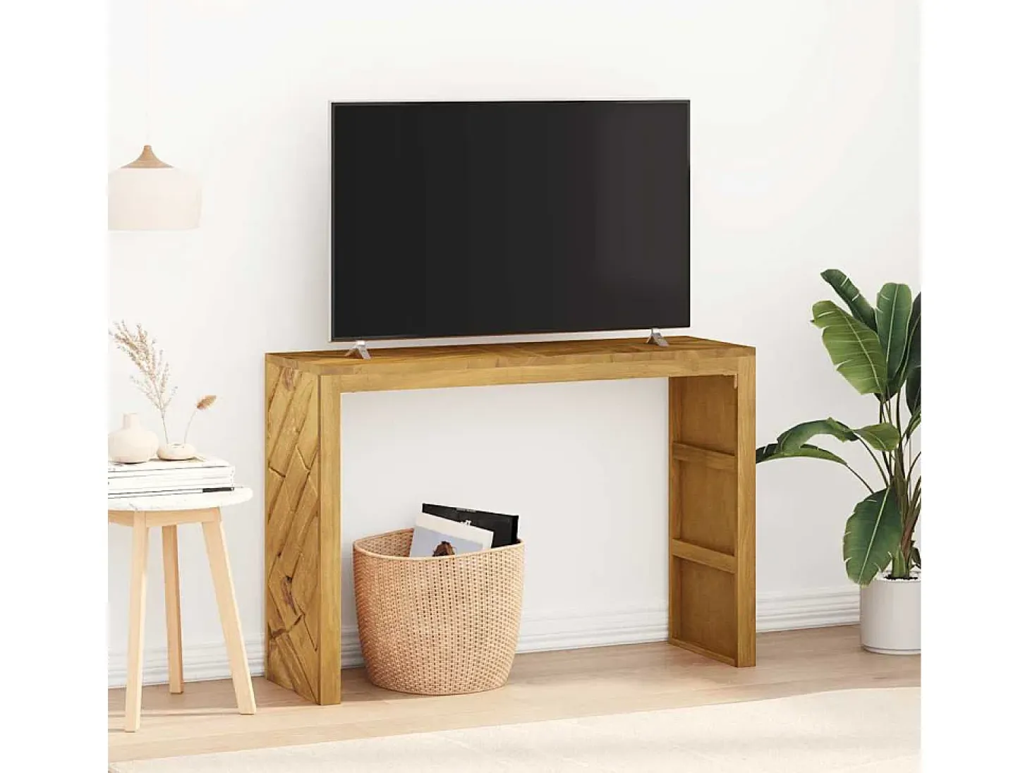 Mesa consola madera maciza de teca 110x35x75 cm