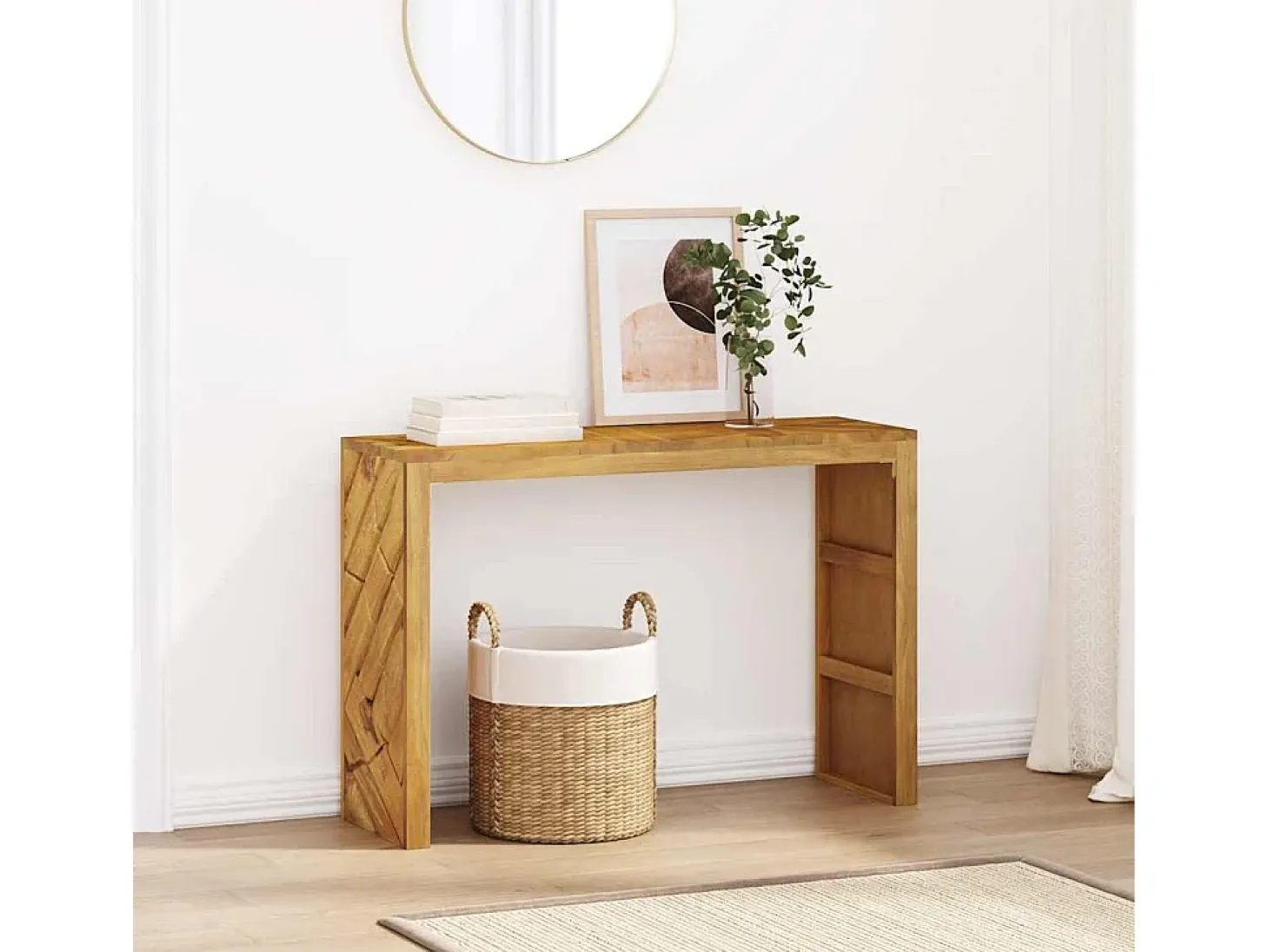 Mesa consola madera maciza de teca 110x35x75 cm