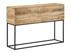Mesa consola madera maciza mango rugosa y hierro 110x30x75 cm