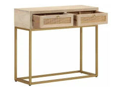 Mesa consola madera maciza de mango y hierro 90x30x76 cm ES964195