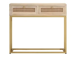 Mesa consola madera maciza de mango y hierro 90x30x76 cm ES964195