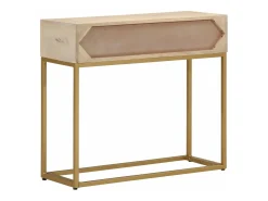 Mesa consola madera maciza de mango y hierro 90x30x76 cm ES964195