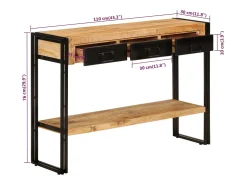 Mesa consola madera maciza de mango 110x30x76 cm