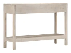 Mesa consola madera maciza de mango blanco 110x35x75 cm ES462660