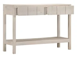 Mesa consola madera maciza de mango blanco 110x35x75 cm ES462660