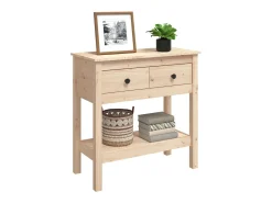 Mesa consola madera maciza de pino 75x35x75 cm