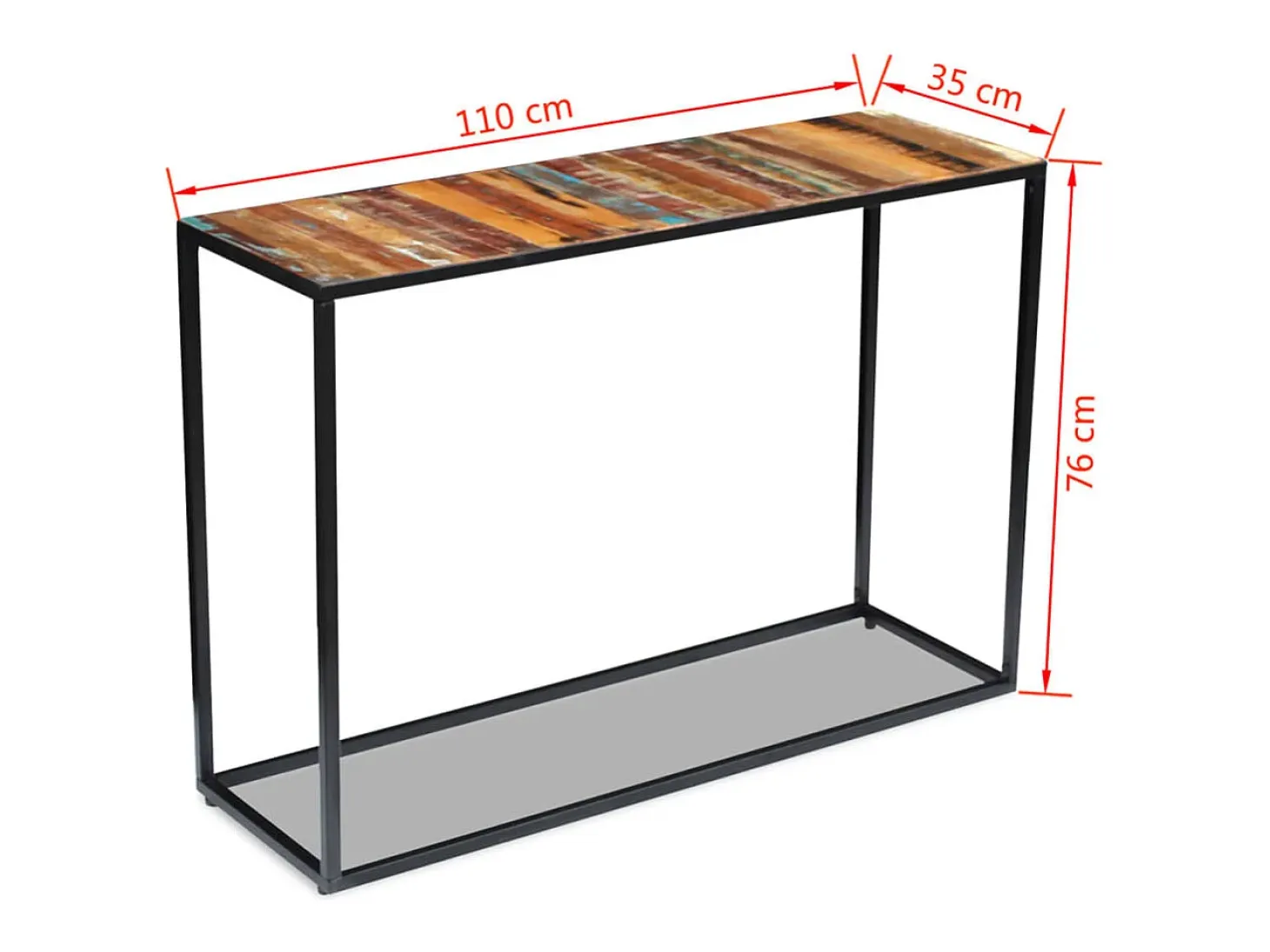 Mesa consola Madera maciza recuperada 110x35x76 cm