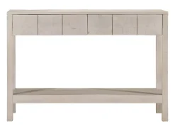 Mesa consola madera maciza de mango blanco 110x35x75 cm