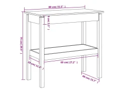 Mesa consola madera maciza de pino 80x40x75 cm
