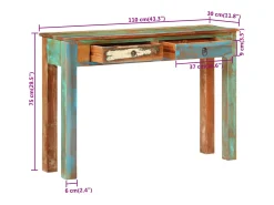 Mesa consola madera maciza reciclada 110x30x75 cm