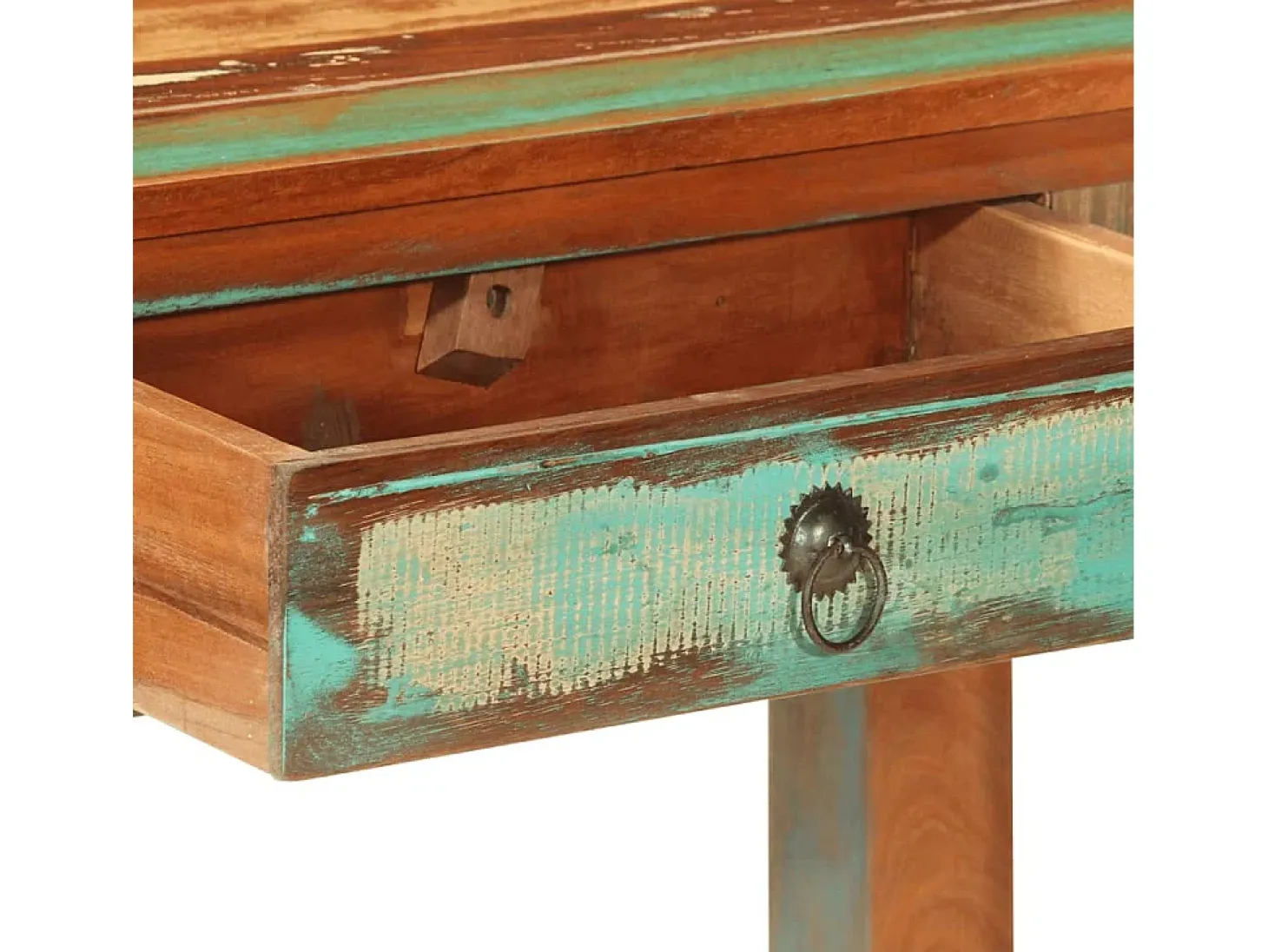 Mesa consola madera maciza reciclada 110x30x75 cm