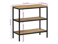 Mesa consola madera maciza de mango rugosa 70x35x70 cm