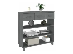 Mesa consola madera maciza de pino gris oscuro 90x35x90 cm ES505068
