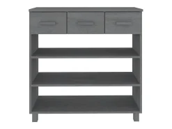 Mesa consola madera maciza de pino gris oscuro 90x35x90 cm ES505068