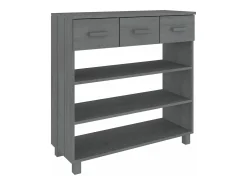 Mesa consola madera maciza de pino gris oscuro 90x35x90 cm ES505068