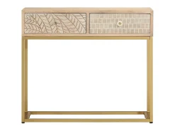 Mesa consola madera maciza de mango y hierro 90x30x76 cm ES701885