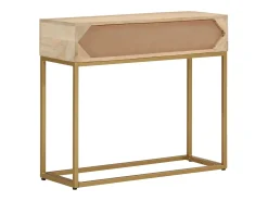 Mesa consola madera maciza de mango y hierro 90x30x76 cm ES701885