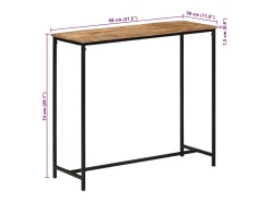 Mesa consola madera maciza de mango y hierro 80x30x74 cm