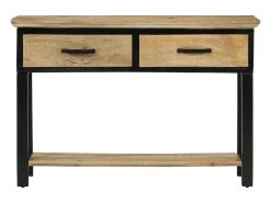 Mesa consola madera maciza de mango rugosa 110x30x75 cm