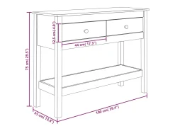 Mesa consola madera maciza de pino 100x35x75 cm